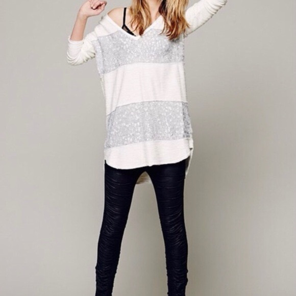 Free People Tops - Free People V Neck Tunic With Silver Sequins